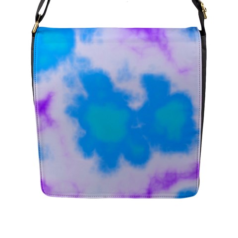 Blue And Purple Clouds Flap Closure Messenger Bag (L) from ArtsNow.com Front