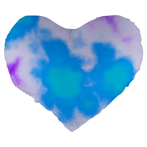 Blue And Purple Clouds Large 19  Premium Flano Heart Shape Cushion from ArtsNow.com Back