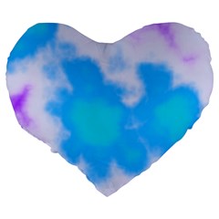 Blue And Purple Clouds Large 19  Premium Flano Heart Shape Cushion from ArtsNow.com Back