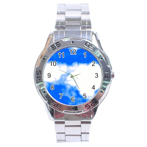 Blue Cloud Stainless Steel Analogue Watch from ArtsNow.com Front