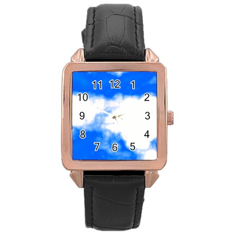 Blue Cloud Rose Gold Leather Watch  from ArtsNow.com Front