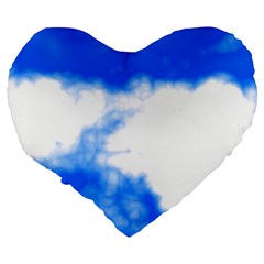 Blue Cloud Large 19  Premium Flano Heart Shape Cushion from ArtsNow.com Back