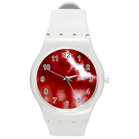 Cherry Cream Sky Round Plastic Sport Watch (M) from ArtsNow.com Front