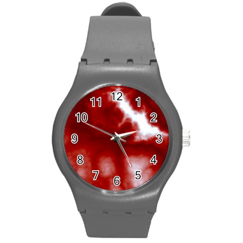 Cherry Cream Sky Round Plastic Sport Watch (M) from ArtsNow.com Front