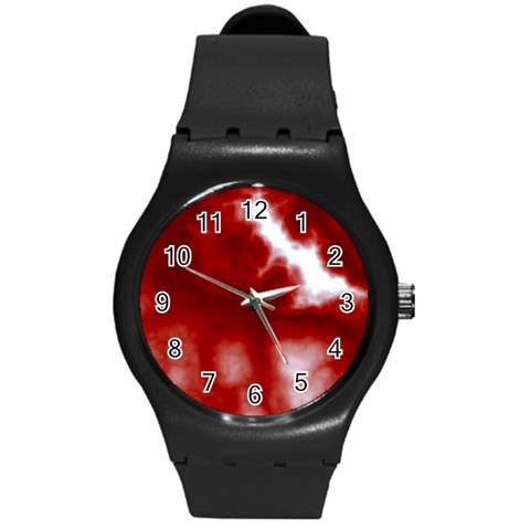 Cherry Cream Sky Round Plastic Sport Watch (M) from ArtsNow.com Front