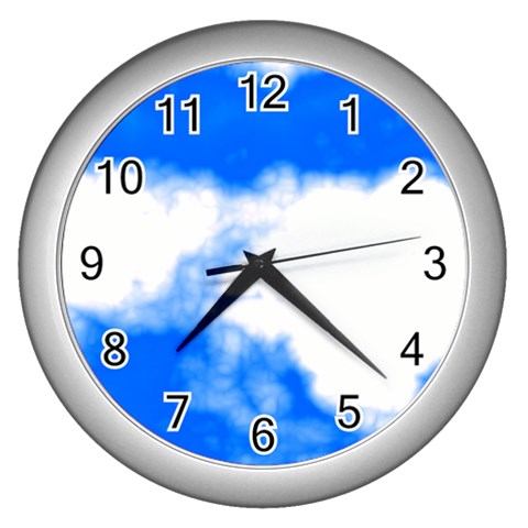 Blue Cloud Wall Clock (Silver) from ArtsNow.com Front