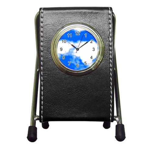 Blue Cloud Pen Holder Desk Clock from ArtsNow.com Front