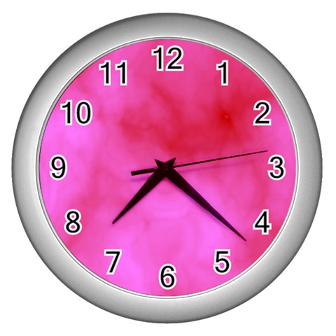 Pink Clouds Wall Clock (Silver) from ArtsNow.com Front