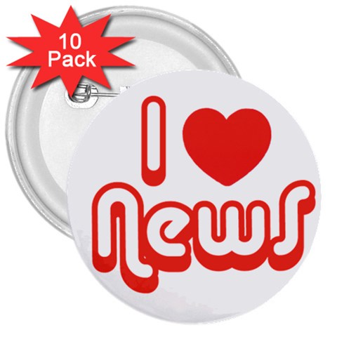 iloveNEWS 3  Button (10 pack) from ArtsNow.com Front