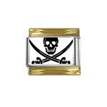 Skull_3 Gold Trim Italian Charm (9mm)