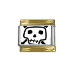 Skull_5 Gold Trim Italian Charm (9mm)