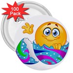 Easter egg Emoji 3  Button (100 pack)