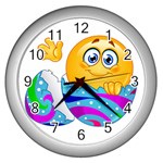 Easter egg Emoji Wall Clock (Silver)