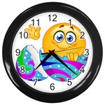 Easter egg Emoji Wall Clock (Black)