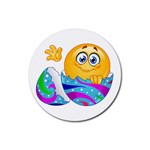 Easter egg Emoji Rubber Round Coaster (4 pack)