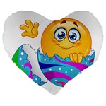 Easter egg Emoji Large 19  Premium Heart Shape Cushion