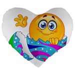 Easter egg Emoji Large 19  Premium Flano Heart Shape Cushion