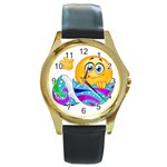 Easter egg Emoji Round Gold Metal Watch