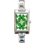 4 leaf clover Rectangle Italian Charm Watch