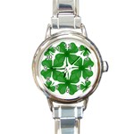 4 leaf clover Round Italian Charm Watch