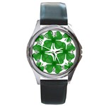 4 leaf clover Round Metal Watch