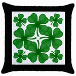 4 leaf clover Throw Pillow Case (Black)