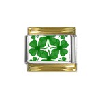 4 leaf clover Gold Trim Italian Charm (9mm)