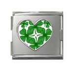 4 leaf clover Mega Link Heart Italian Charm (18mm)