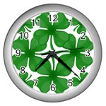 4 leaf clover Wall Clock (Silver)