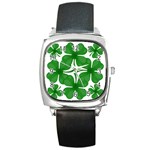 4 leaf clover Square Metal Watch