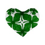 4 leaf clover Standard 16  Premium Heart Shape Cushion 