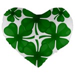 4 leaf clover Large 19  Premium Heart Shape Cushion