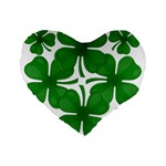 4 leaf clover Standard 16  Premium Flano Heart Shape Cushion 