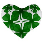 4 leaf clover Large 19  Premium Flano Heart Shape Cushion