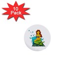 Emoji Mermaid 1  Mini Button (10 pack) 