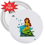 Emoji Mermaid 3  Button (10 pack)