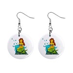 Emoji Mermaid 1  Button Earrings