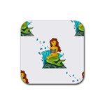 Emoji Mermaid Rubber Coaster (Square)