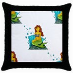 Emoji Mermaid Throw Pillow Case (Black)