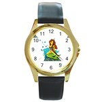 Emoji Mermaid Round Gold Metal Watch