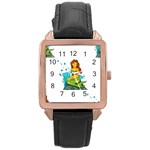 Emoji Mermaid Rose Gold Leather Watch 