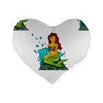 Emoji Mermaid Standard 16  Premium Flano Heart Shape Cushion 