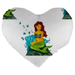 Emoji Mermaid Large 19  Premium Flano Heart Shape Cushion