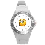 Emoji Monocle Round Plastic Sport Watch (L)