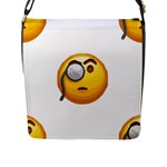 Emoji Monocle Flap Closure Messenger Bag (L)