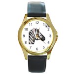 Emoji Zebra Round Gold Metal Watch