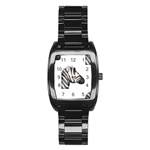 Emoji Zebra Stainless Steel Barrel Watch