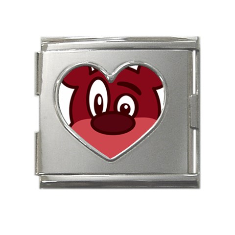 bear Mega Link Heart Italian Charm (18mm) from ArtsNow.com Front