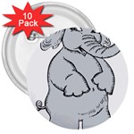 elephant 3  Button (10 pack)