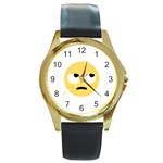 Emoji Rolling Eyes Round Gold Metal Watch